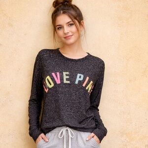 Victoria’s Secret PINK “Love Pink” Long Sleeve Tee/Sleep Top